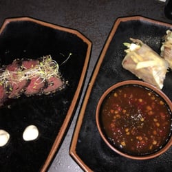 Generations Riviera Maya - Jade restaurant. Tuna tataki and Vietnamese beef rolls