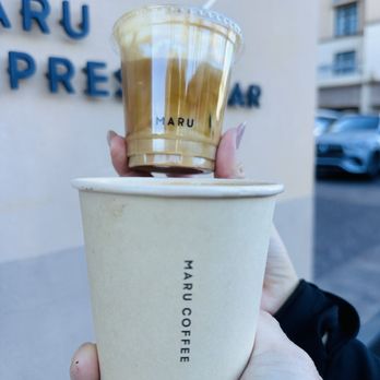 Maru Espresso Bar - Iced macchiato and a flat white - Coffee & Tea Near Me - Beverly Hills, California Maru Espresso Bar - Iced macchiato and a flat white - Coffee & Tea Near Me - Beverly Hills, California
