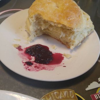 Sax's Joint - Huge biscuit, dense and moist with marionberry jam. - Breakfast & Brunch Near Me - Petaluma, California
