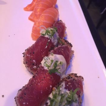 Onsen - salmon and pepper tuna sushi :) - Japanese Near Me - Oakdale, New York Onsen - salmon and pepper tuna sushi :) - Japanese Near Me - Oakdale, New York
