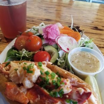 Slapfish - Lobster roll with salad...melt in your mouth delicious. - Seafood Near Me - Hilton Head Island, South Carolina Slapfish - Lobster roll with salad...melt in your mouth delicious. - Seafood Near Me - Hilton Head Island, South Carolina