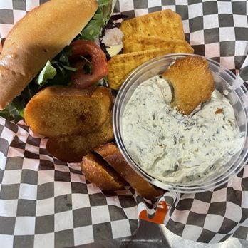 Thyme Well Spent Cafe - Turkey pesto half sandwich and warm collard dip with perfectly toasted seasoned bread and crackers... YUM. The teas are delicious too! - Southern Near Me - Tacoma, Washington