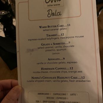 Ovvio Italian Taverna - Dessert menu - Salad Near Me - Glenview, Illinois