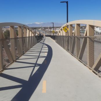 Union Pacific Railroad Trail - Standing on the Stephanie Street bridge looking towards a snow-capped Mount Charleston. - Hiking Near Me - Henderson, Nevada Union Pacific Railroad Trail - Standing on the Stephanie Street bridge looking towards a snow-capped Mount Charleston. - Hiking Near Me - Henderson, Nevada