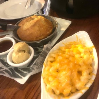 Smokey Bones - Mac n cheese, sweet cornbread w/hot maple syrup and pecan butter - Barbeque Near Me - Colonie, New York Smokey Bones - Mac n cheese, sweet cornbread w/hot maple syrup and pecan butter - Barbeque Near Me - Colonie, New York