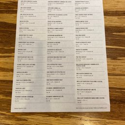 Drink menu