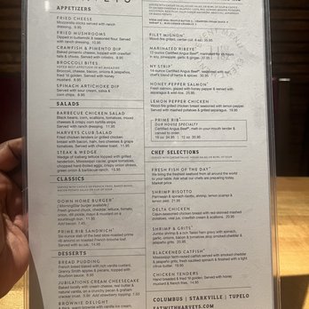Harveys - Menu - Seafood Near Me - Columbus, Mississippi