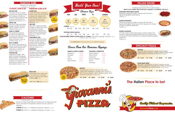 Menu photo 2 Giovanni's Pizza Wheelersburg, OH