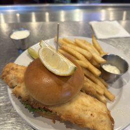 Flounder sandwich. Flounder sandwich.