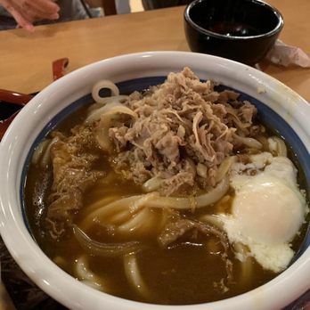 Marugame Udon - Number 13 -- curry udon with beef and egg.  $14 - Japanese Near Me - Costa Mesa, California