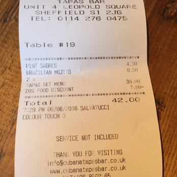Cubana Tapas Bar - Used vouchercode code and got a discount!! - Spanish Near Me - Sheffield, XSY