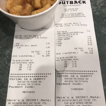 Outback Steakhouse - The proofs in the pudding. Thanks for treating a 20 year supporter like absolute garbage, shameful! - Steakhouses Near Me - Boise, Idaho