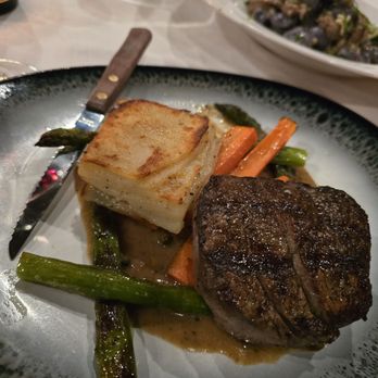 La Tavola - Filet w/peppercorn sauce, and potatoes au gratin. - Italian Near Me - Baltimore, Maryland