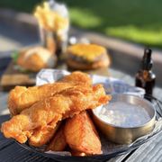 Photo of Pacifica Brewery - Pacifica, CA, United States. Fish & Chips w/ lager, tartar sauce | App-$12
