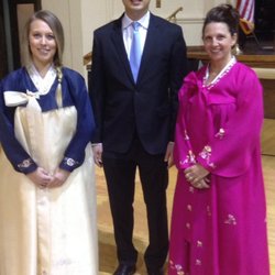 US Taekwondo Center - Master J. Lee and 2 USTC students as Hanbok ladies