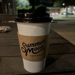 Nice evening for a half moon latte on the patio !  Favorite place in Keller.