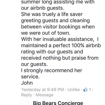Big Bears Concierge - What one of our clients posted on our website: thanks John! - Property Management Near Me Big Bears Concierge - What one of our clients posted on our website: thanks John! - Property Management Near Me