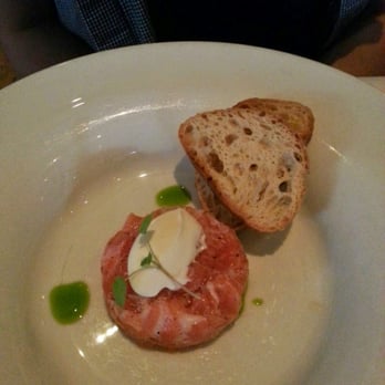 Sorellina - Salmon Tartare with Creme Fraiche and Toasted Ciabatta - Italian Near Me - Boston, Massachusetts Sorellina - Salmon Tartare with Creme Fraiche and Toasted Ciabatta - Italian Near Me - Boston, Massachusetts