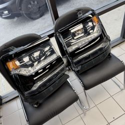 Precision Window Tint & Wraps - Chrome housing on headlights wrapped in 3M gloss black vinyl