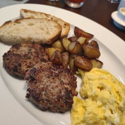 Basic breakfast. The sausage wasn't my favorite, due to texture, but great flavor. Eggs and potatoes were delicious. Basic breakfast. The sausage wasn't my favorite, due to texture, but great flavor. Eggs and potatoes were delicious.