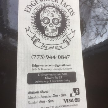 Edgewater Tacos - Cool skull in their menu - Tacos Near Me - Chicago, Illinois Edgewater Tacos - Cool skull in their menu - Tacos Near Me - Chicago, Illinois