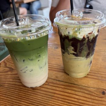 Lazy Dough - Original iced Matcha latte with brown sugar syrup Dubai chocolate iced Matcha latte - Breakfast & Brunch Near Me - Long Beach, California Lazy Dough - Original iced Matcha latte with brown sugar syrup Dubai chocolate iced Matcha latte - Breakfast & Brunch Near Me - Long Beach, California
