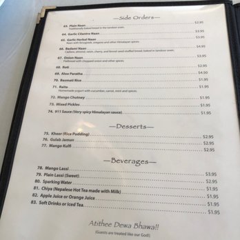 Himalayan Kitchen - Menu - Himalayan/Nepalese Near Me - Encinitas, California