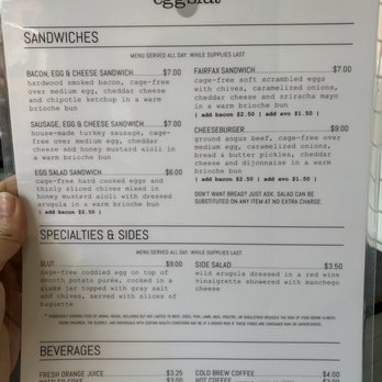 Eggslut - Menu (as of April 2019). - Breakfast & Brunch Near Me - Los Angeles, California Eggslut - Menu (as of April 2019). - Breakfast & Brunch Near Me - Los Angeles, California