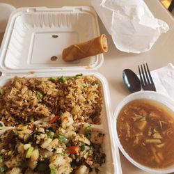 Chopped pepper hot fish lunch special with hot and sour soup