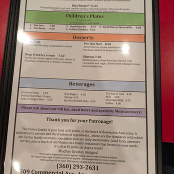 El Jinete Mexican Restaurant - Menu 3/2025 - Nightlife Near Me - Anacortes, Washington