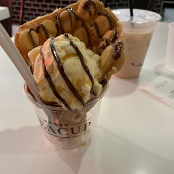 Teacup - Bubble waffle with vanilla ice cream, caramel drizzle and Nutella drizzle! - Coffee & Tea Near Me - Litchfield Park, Arizona