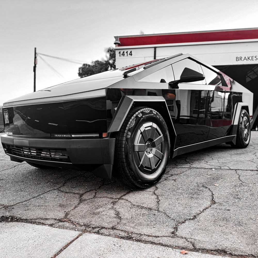 Cyber Truck Wrapped in PPF gloss black, ceramic coat and ceramic tint