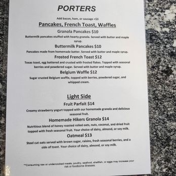 Porter's - Breakfast Menu - Salad Near Me - Springdale, Utah