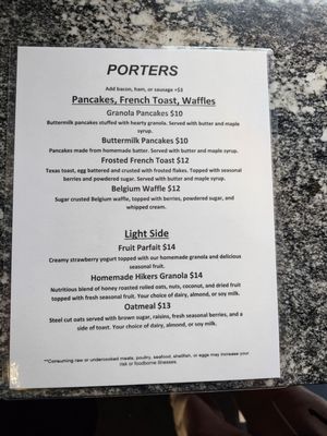 Menu photo 1 Porter's Springdale, UT