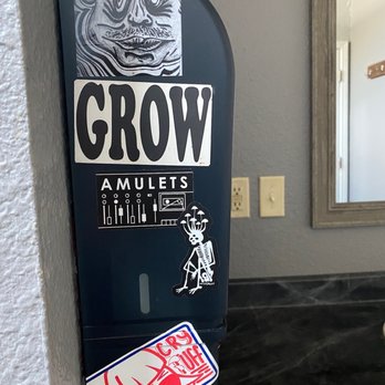 Cafe Coda - Restroom, cool stickers! - Music Venues Near Me - Chico, California