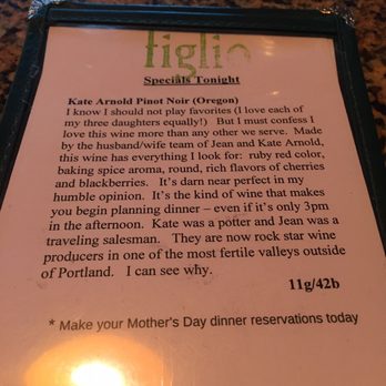 Figlio - I absolutely love the stories they write for their nightly wine specials - Italian Near Me - Columbus, Ohio