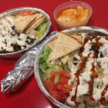 The Halal Guys - 2 Halal classics: one w only white sauce and one w white and red sauce - Halal Near Me - Costa Mesa, California The Halal Guys - 2 Halal classics: one w only white sauce and one w white and red sauce - Halal Near Me - Costa Mesa, California