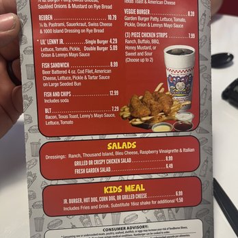 Lennys Burger - Menu back - Burgers Near Me - Chandler, Arizona