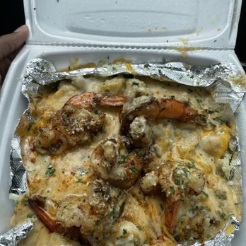 OMG Baked Potatoes - Shrimp potato - Soul Food Near Me - Houston, Texas OMG Baked Potatoes - Shrimp potato - Soul Food Near Me - Houston, Texas