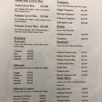 Tougen - Menu as of December 2018 - Japanese Near Me - Toledo, Ohio