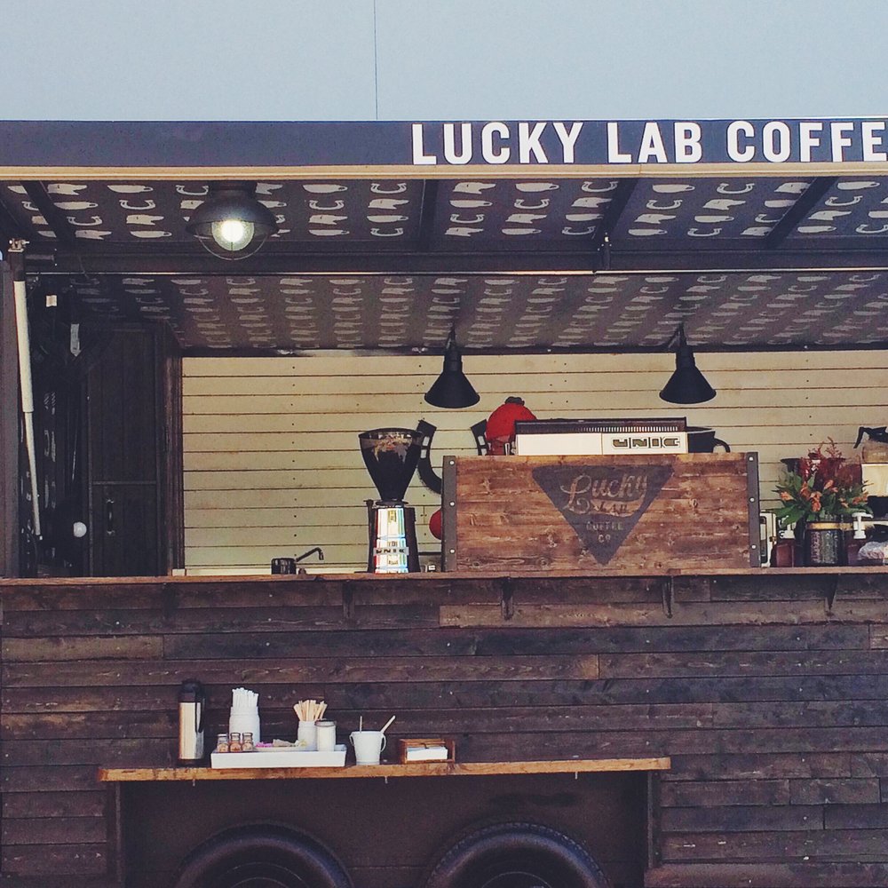 Lucky Lab Coffee - love the simple design on their coffee trailer - Desserts Near Me - Austin, Texas Lucky Lab Coffee - love the simple design on their coffee trailer - Desserts Near Me - Austin, Texas