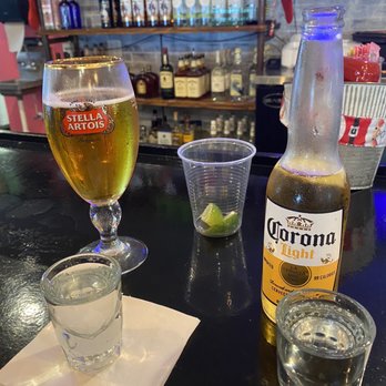 Bogota Kitchen & Bar - Stella Artois Corona light 2 shots of Patron--$5 on special for Taco Tuesday! - Latin American Near Me - Palm Harbor, Florida Bogota Kitchen & Bar - Stella Artois Corona light 2 shots of Patron--$5 on special for Taco Tuesday! - Latin American Near Me - Palm Harbor, Florida