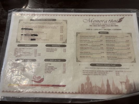 Menu photo 1 Monora Thai - Cerritos Cerritos, CA Menu photo 1 Monora Thai - Cerritos Cerritos, CA