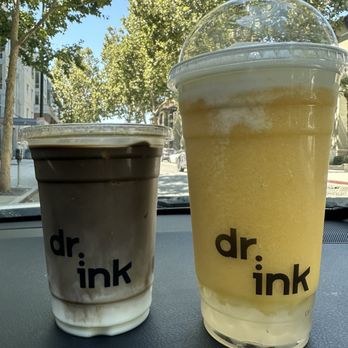 Dr.ink - Hojicha Latte and Mango Fruthie - Coffee & Tea Near Me - San Jose, California Dr.ink - Hojicha Latte and Mango Fruthie - Coffee & Tea Near Me - San Jose, California