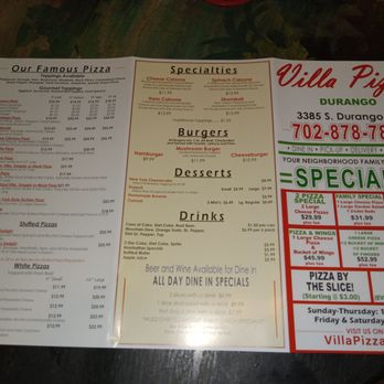 Villa Pizza - Menu - Pizza Near Me - Las Vegas, Nevada Villa Pizza - Menu - Pizza Near Me - Las Vegas, Nevada