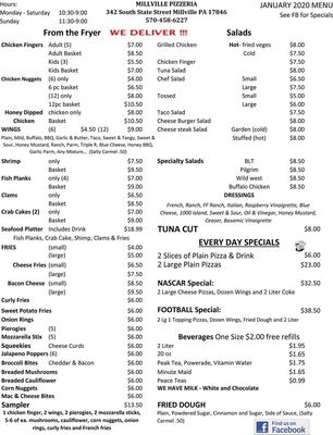 Menu photo 4 Millville Pizzaria Millville, PA Menu photo 4 Millville Pizzaria Millville, PA