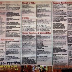 Morán Restaurant - Remainder of menu.
