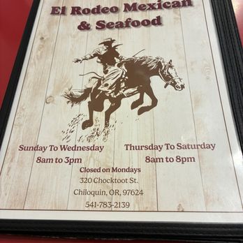 El Rodeo - Menu cover - Seafood Near Me - Chiloquin, Oregon El Rodeo - Menu cover - Seafood Near Me - Chiloquin, Oregon