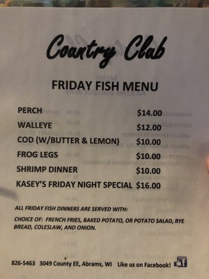 Menu photo 3 The Country Club Abrams, WI Menu photo 3 The Country Club Abrams, WI