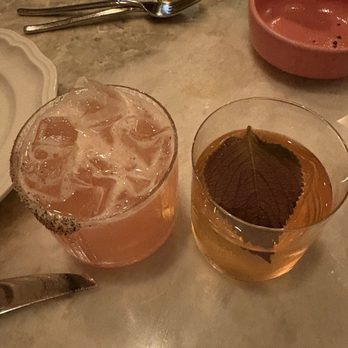 RT Bistro - Ruby Soha cocktail (left) Shiso fine cocktail (right) - New American Near Me - San Francisco, California